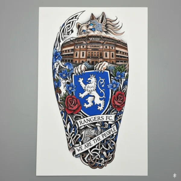 Rangers FC Tattoo Leg Design